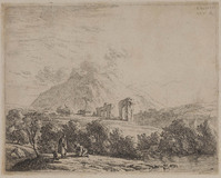 TvB G 0731
<br/>
Landschap met een man die zijn schoen vastbindt.
<br/>
<em>Dujardin, Karel (1622-1678)</em>